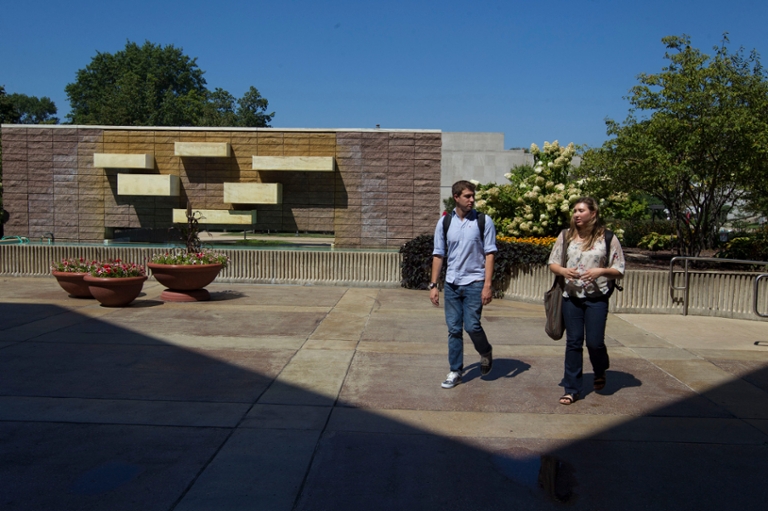 Students on the IU Northwest campus