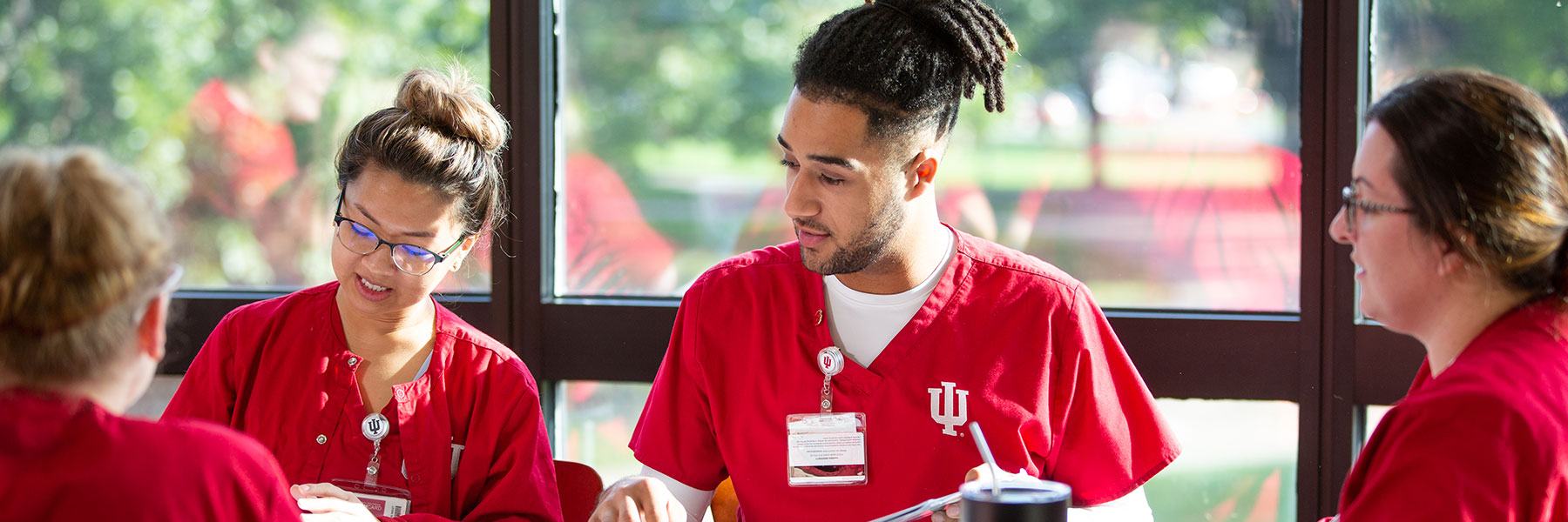Nursing students studying together.